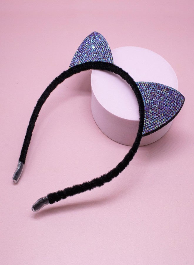 FROG SAC Cat Ears Headband for Girls - Dual Sided Rhinestone Cats Ear Headbands for Kids, Sparkly Glitter Black Kitty Head Bands, Hair Accessories for Children, Halloween Hair Band (Black) - Image 5